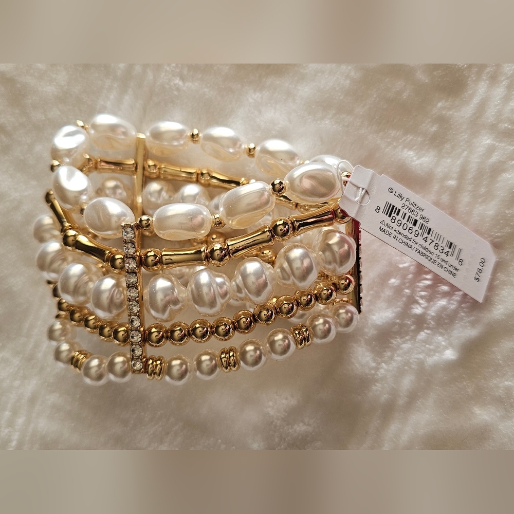 Lilly Pulitzer Gold and Pearl Beaded Bracelet - Picture 2 of 2